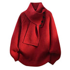 Damaris | Women’s Sweater | Scarf-Style Neckline Red