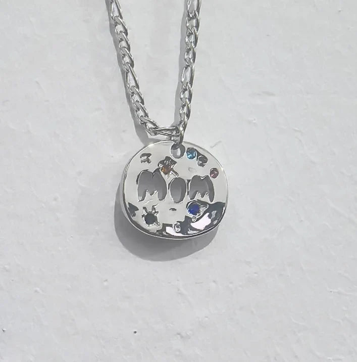 Bersh | Mother's Day MAMA Necklace Gift - Irregular Circular Guardian Pendant in Waterproof Stainless Steel, Dainty Mom Jewelry Gift for Women Mom - Style 2