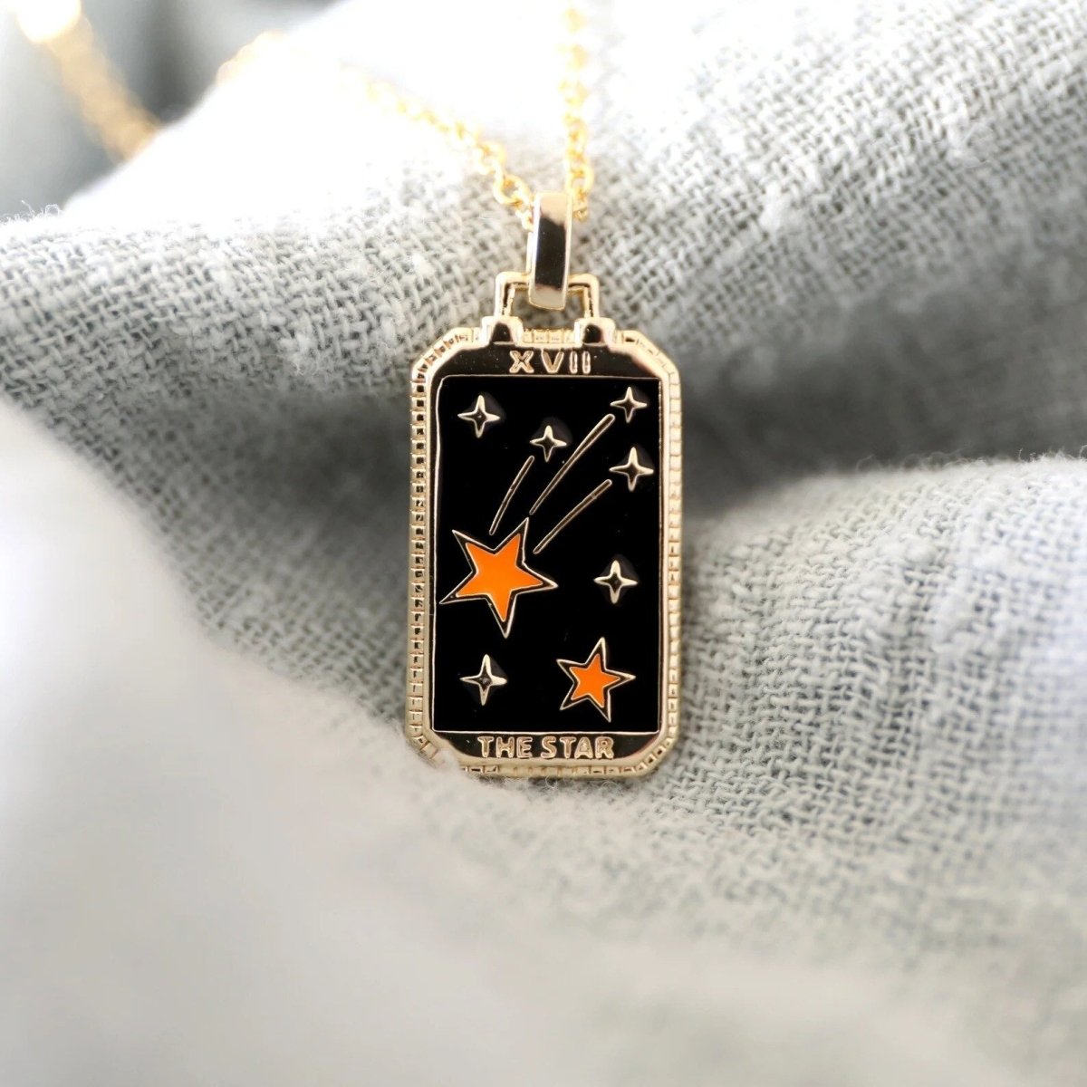 Tarot Card Necklace – Stainless Steel Tarot Pendant Necklace, Sun, Moon, Star & World, Each with Its Own Meaning – Amore Star