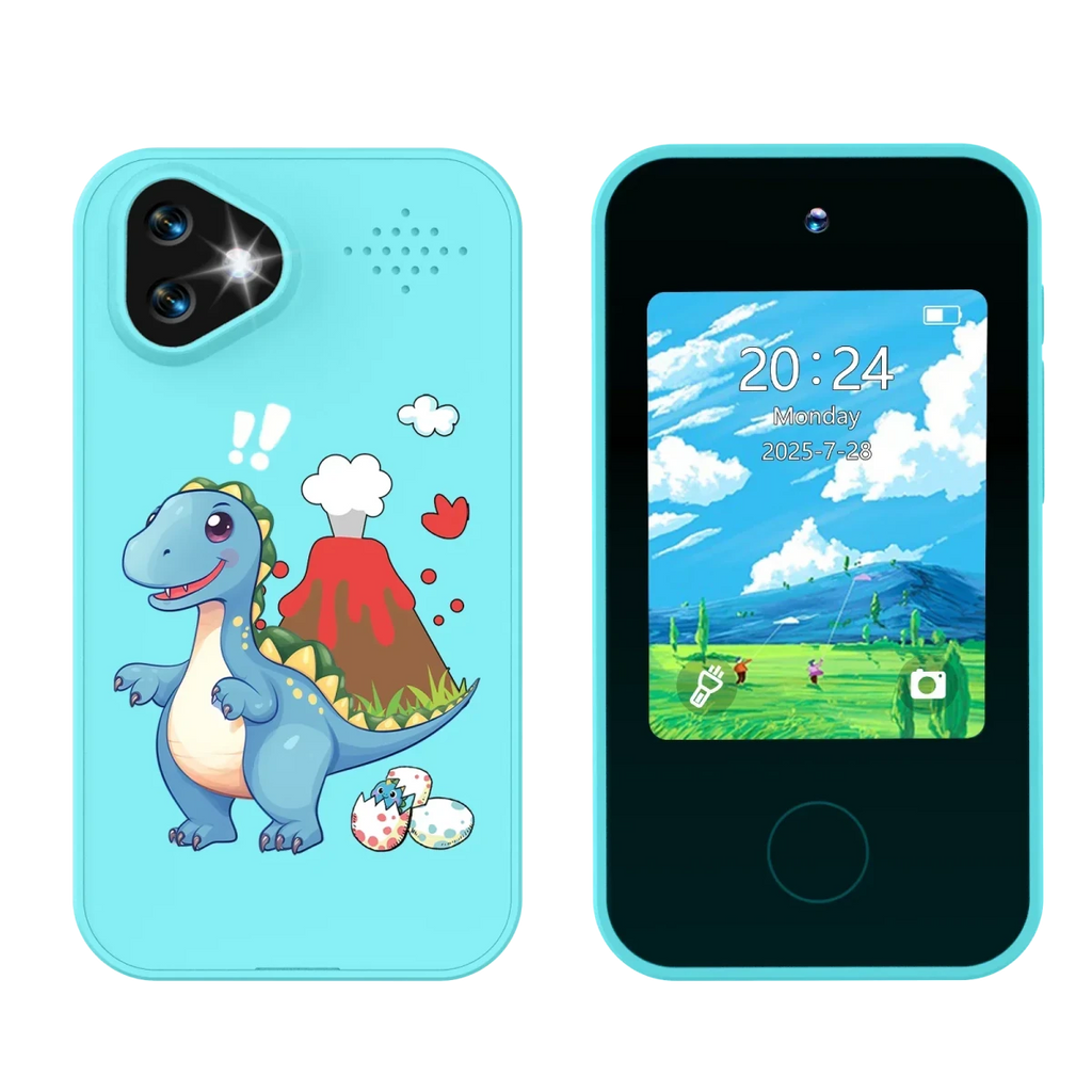 Kids Smartphone Toy with Dual Camera - 1080P HD Video & MP3 Music Player with Games Dinosaur Blue