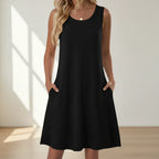 Luna | Short Women’s Summer Dress with Floral Pattern and Pockets Black