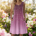 Luna | Short Women’s Summer Dress with Floral Pattern and Pockets Purple Print