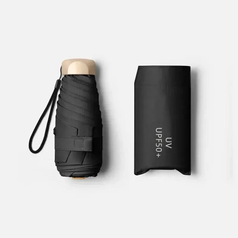 Compact Travel Umbrella – Lightweight Water-Repellent Pocket Umbrella, Only 8.8 oz, 7.5 in Folded, 8 Colors Black