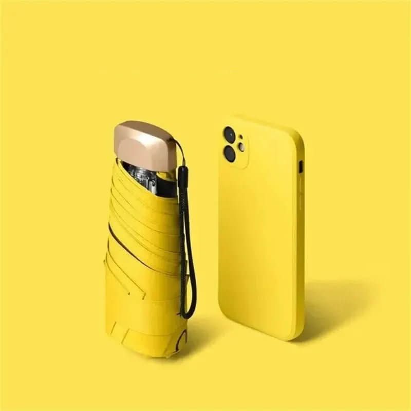 Compact Travel Umbrella – Lightweight Water-Repellent Pocket Umbrella, Only 8.8 oz, 7.5 in Folded, 8 Colors Yellow