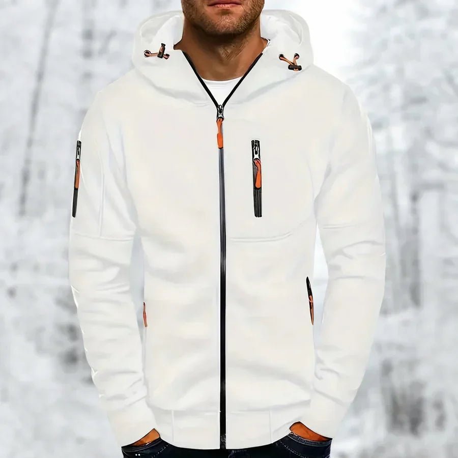 Hommes | Men's Jacket | Full Zip with Multiple Pockets White