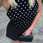 SUCHCUTE Sexy Polka Dot Print Halter Dress For Women Elegant Party Slim Backless Sleeveless Mini Dress Summer Vacation Outfits 5