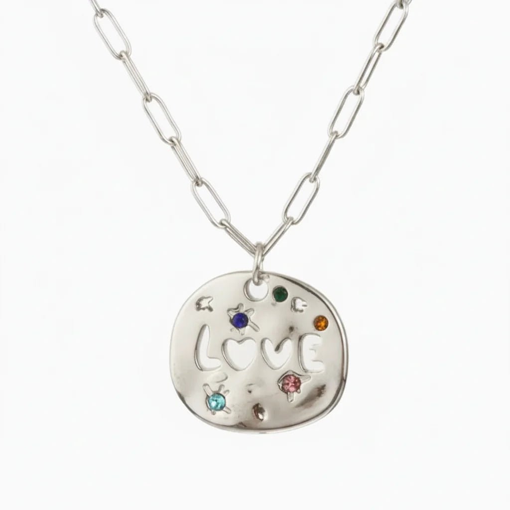 Bersh | Mother's Day MAMA Necklace Gift - Irregular Circular Guardian Pendant in Waterproof Stainless Steel, Dainty Mom Jewelry Gift for Women Love - Style 2