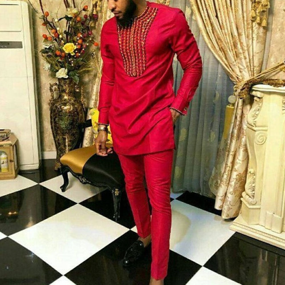 Admire | Men's Modern Dashiki 2-Piece Set - African Print Shirt & Pants