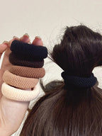 Amore | 5/10 Pack High Elasticity Thickened Hair Scrunchies - Damage-Free No-Crease Soft Cotton Ponytail Holders & Versatile Hair Ties (Mixed Colors)