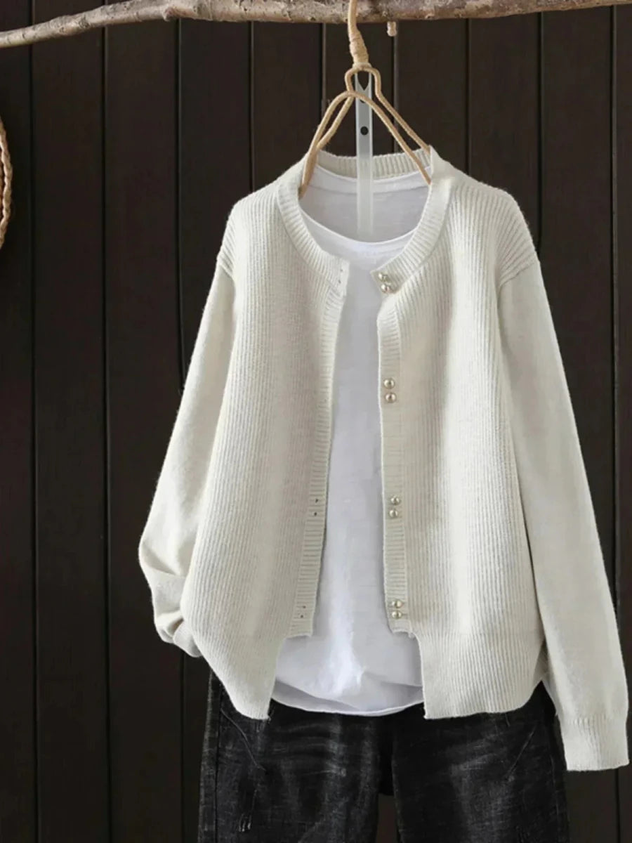 Inspire | Women's Button-Front Cardigan Sweater - Ribbed Cuffs V-Neck Knit & Casual Fall Top