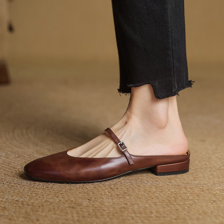 Sahara | Women’s Mary Jane Genuine Leather Mules – Chic Slip-On Loafers & Refined Artisan Cushion 1