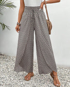 Women's High-Waisted Palazzo Trousers with Geometric Print | Wide Leg black