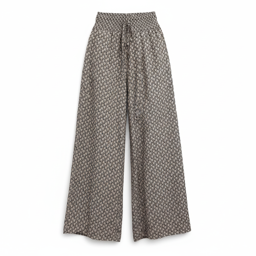 Women's High-Waisted Palazzo Trousers with Geometric Print | Wide Leg