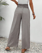 Women's High-Waisted Palazzo Trousers with Geometric Print | Wide Leg