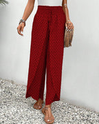 Women's High-Waisted Palazzo Trousers with Geometric Print | Wide Leg