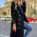 Isana | Long Coat with Button Closure for Women | Ideal for Winter and Mid-Season Black