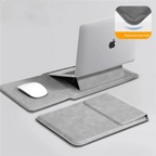 Laptop Sleeve Case with Ergonomic Foldable Stand for MacBook Air Pro 13 13.6 M4, HP, Dell, Huawei - Waterproof Slim Notebook Cover 13 14 15 15.6 16 Inch Light Grey