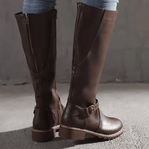 Bersh | Boots For Women | Knee High Flat Heel With Buckle Strap