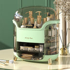 Luxury Makeup Organizer – Dustproof Makeup Storage Box with Compartments, Vanity Cosmetic Organizer, Green or White