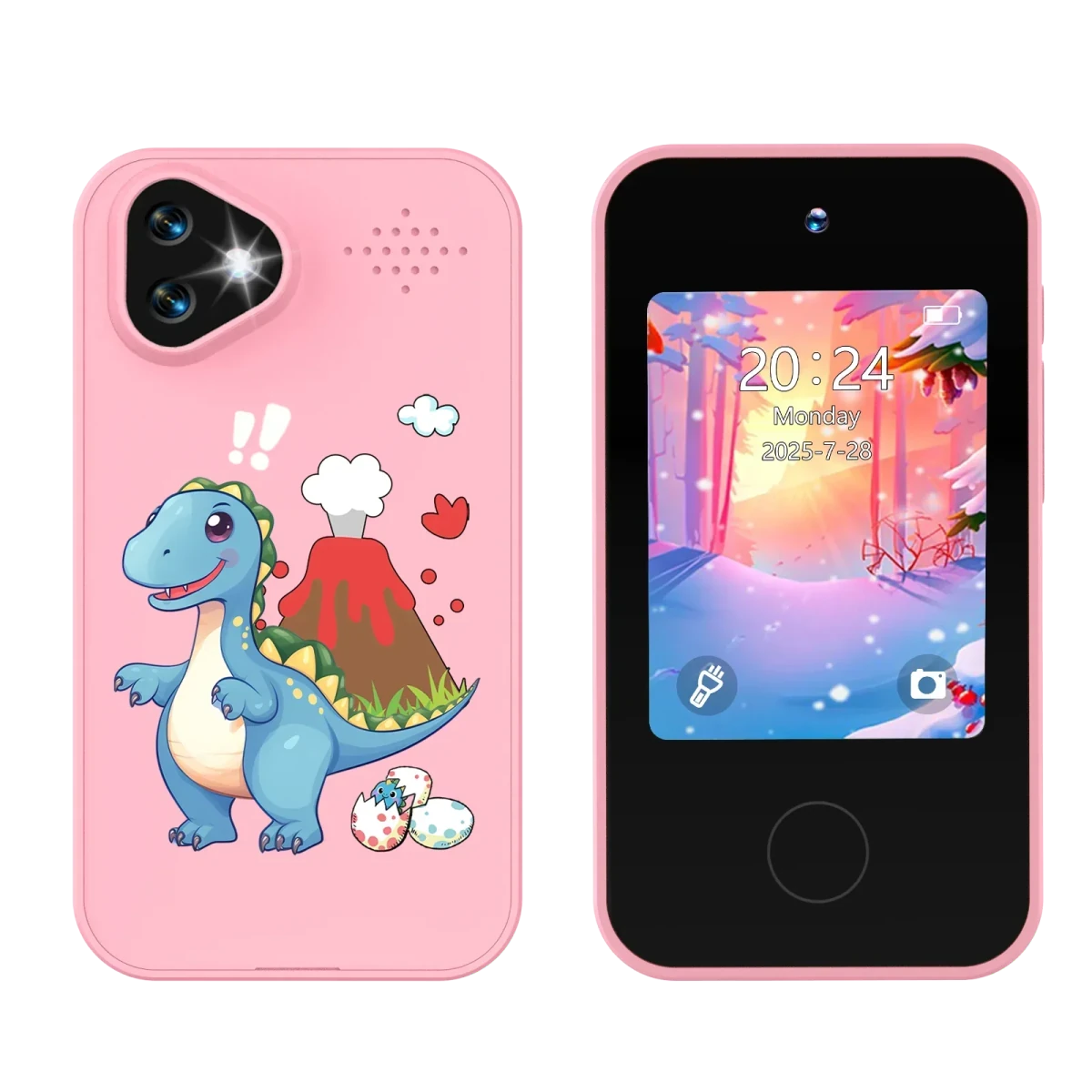 Kids Smartphone Toy with Dual Camera - 1080P HD Video & MP3 Music Player with Games Dinosaur Pink