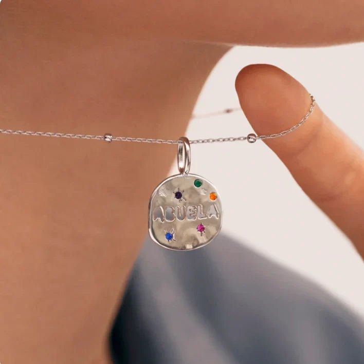 Bersh | Mother's Day MAMA Necklace Gift - Irregular Circular Guardian Pendant in Waterproof Stainless Steel, Dainty Mom Jewelry Gift for Women Abuela - Style 2