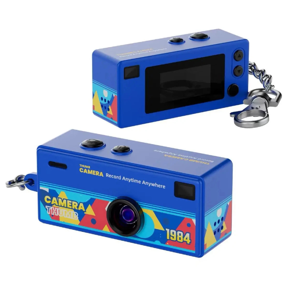 Mini Keychain Digital Camera with 0.96 Inch Screen - Retro 1080P Small Camcorder & Pocket Video Recorder with Flash, SD Card Support Blue