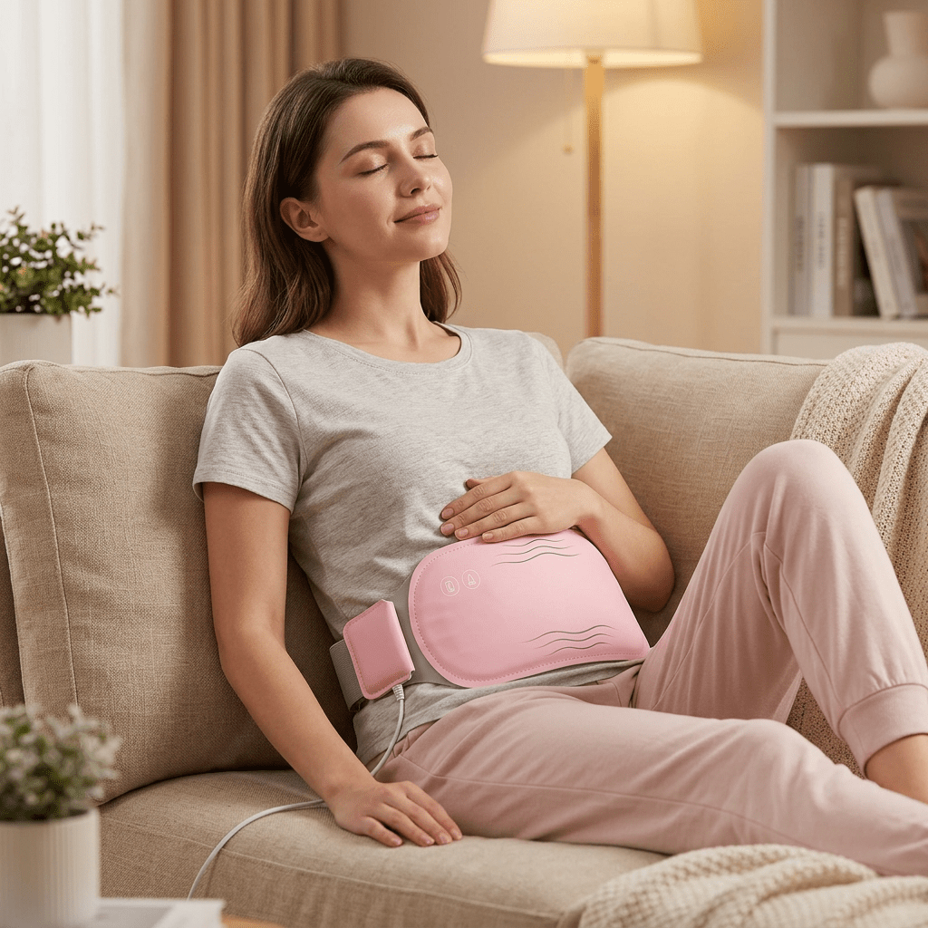Electric Belly Warmer – Rechargeable Heating Pad with Vibration & 3 Heat Settings, Cordless Wearable Warmth