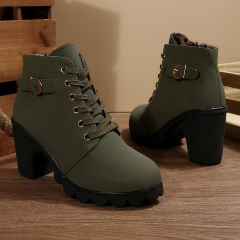 Mechi | Boots For Women | Lace Up Ankle Block Heel
