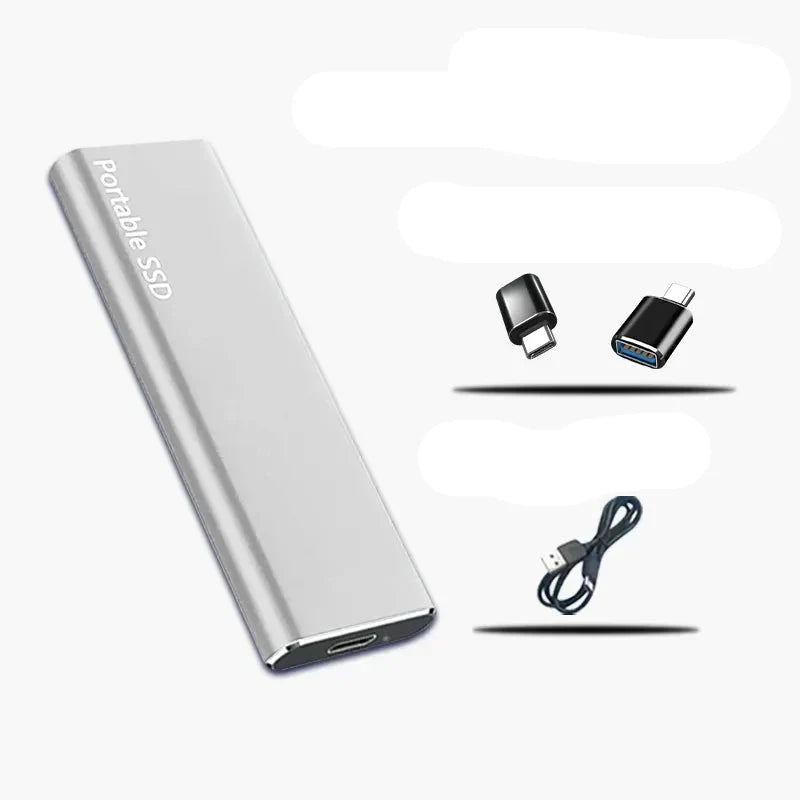 External SSD 4TB with USB-C – Portable SSD with Aluminum Housing, Fast USB 3.1 Storage, 4 Colors Silver