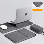 Laptop Sleeve Case with Ergonomic Foldable Stand for MacBook Air Pro 13 13.6 M4, HP, Dell, Huawei - Waterproof Slim Notebook Cover 13 14 15 15.6 16 Inch Deep Grey Set