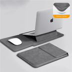 Laptop Sleeve Case with Ergonomic Foldable Stand for MacBook Air Pro 13 13.6 M4, HP, Dell, Huawei - Waterproof Slim Notebook Cover 13 14 15 15.6 16 Inch Deep Grey