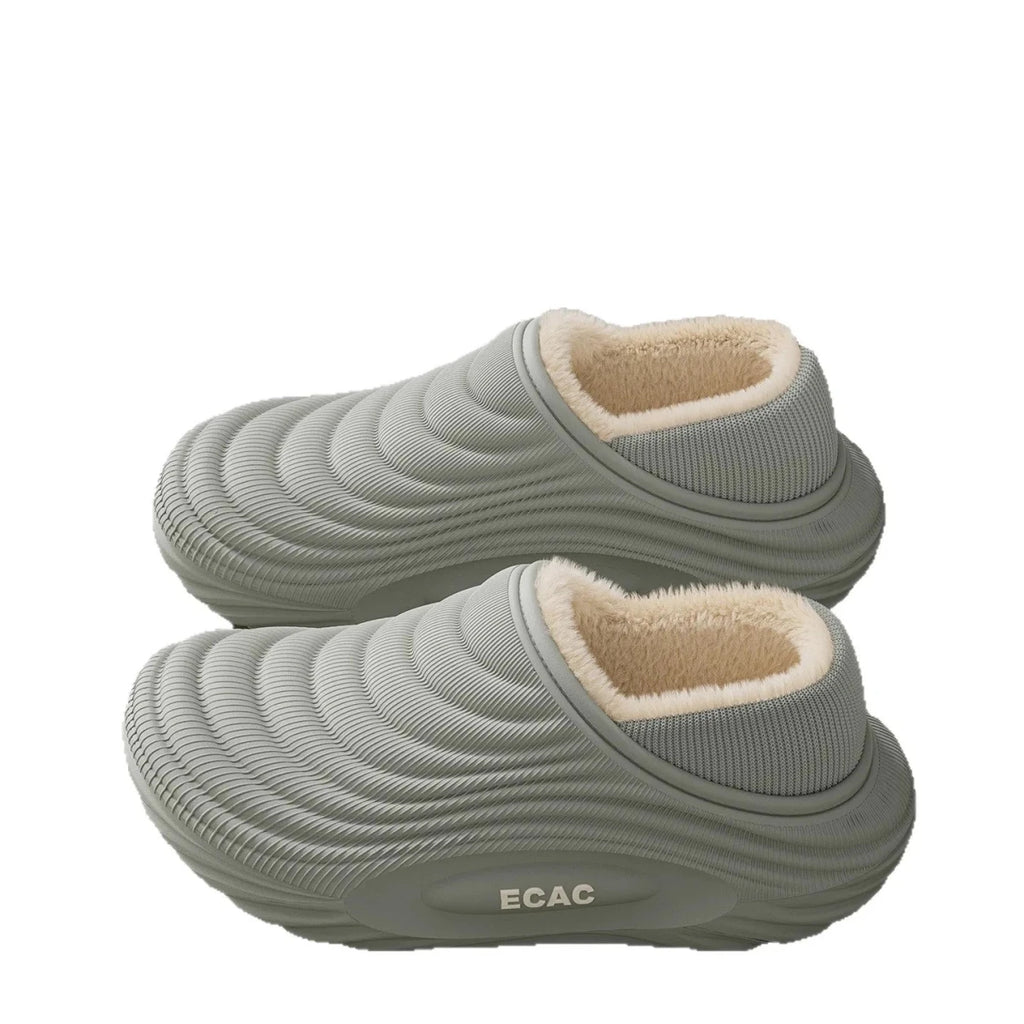 Calico | Waterproof Cotton Slippers for Couples - Warm Winter House Shoes with Thick Fleece Lining & Non-Slip Waterproof Sole for Men & Women