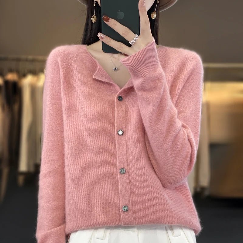 Solis | Women’s Cardigan | Round Neckline Knitted Pink