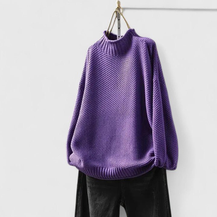 Isana | Women’s Sweater | High Ribbed Turtleneck Collar Purple