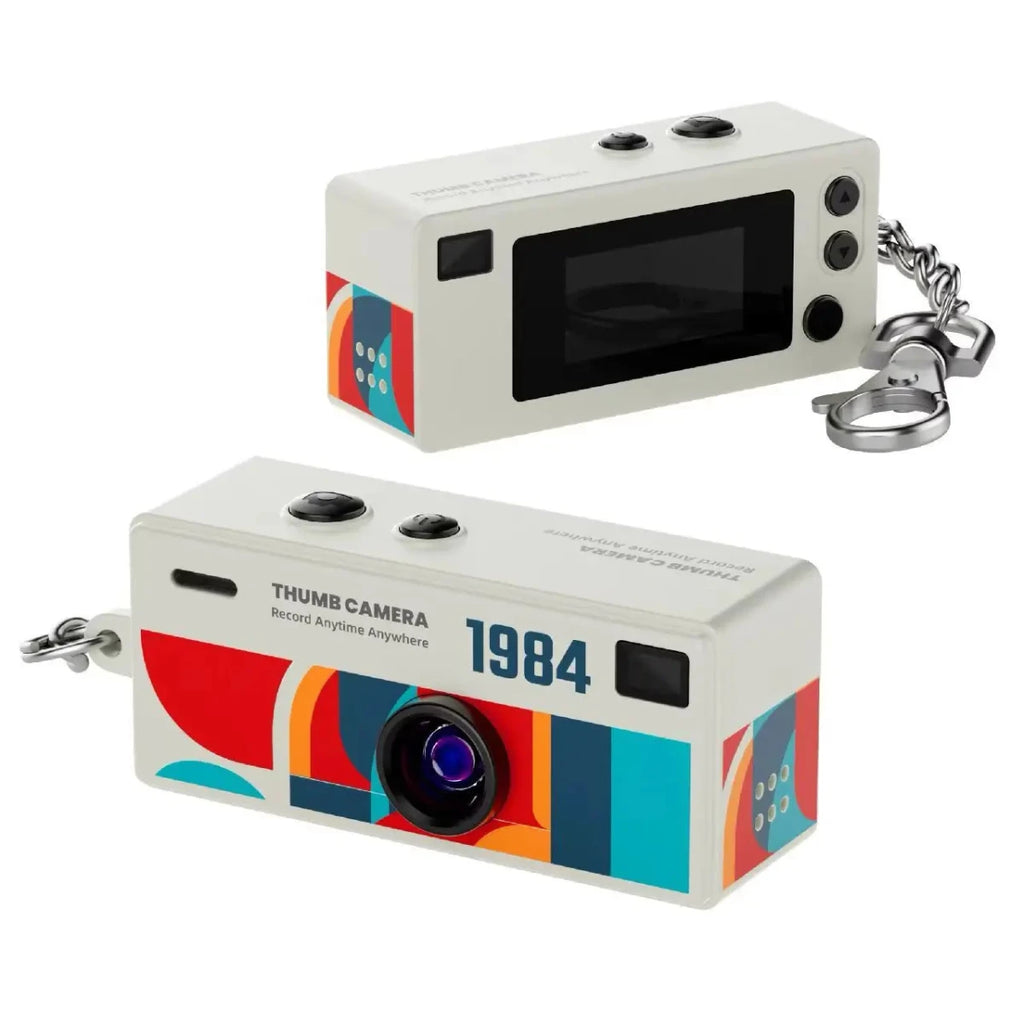 Mini Keychain Digital Camera with 0.96 Inch Screen - Retro 1080P Small Camcorder & Pocket Video Recorder with Flash, SD Card Support White