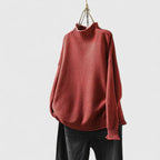 Isana | Women’s Sweater | High Ribbed Turtleneck Collar Red