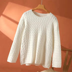 Sephira | Women’s Sweater | Textured Long Sleeve White