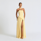 Seléne | Women's Long Dress – Strapless, Asymmetrical Cut & High Slit 0