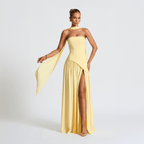 Seléne | Women's Long Dress – Strapless, Asymmetrical Cut & High Slit 2