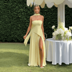 Seléne | Women's Long Dress – Strapless, Asymmetrical Cut & High Slit 3