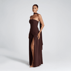 Seléne | Women's Long Dress – Strapless, Asymmetrical Cut & High Slit 5