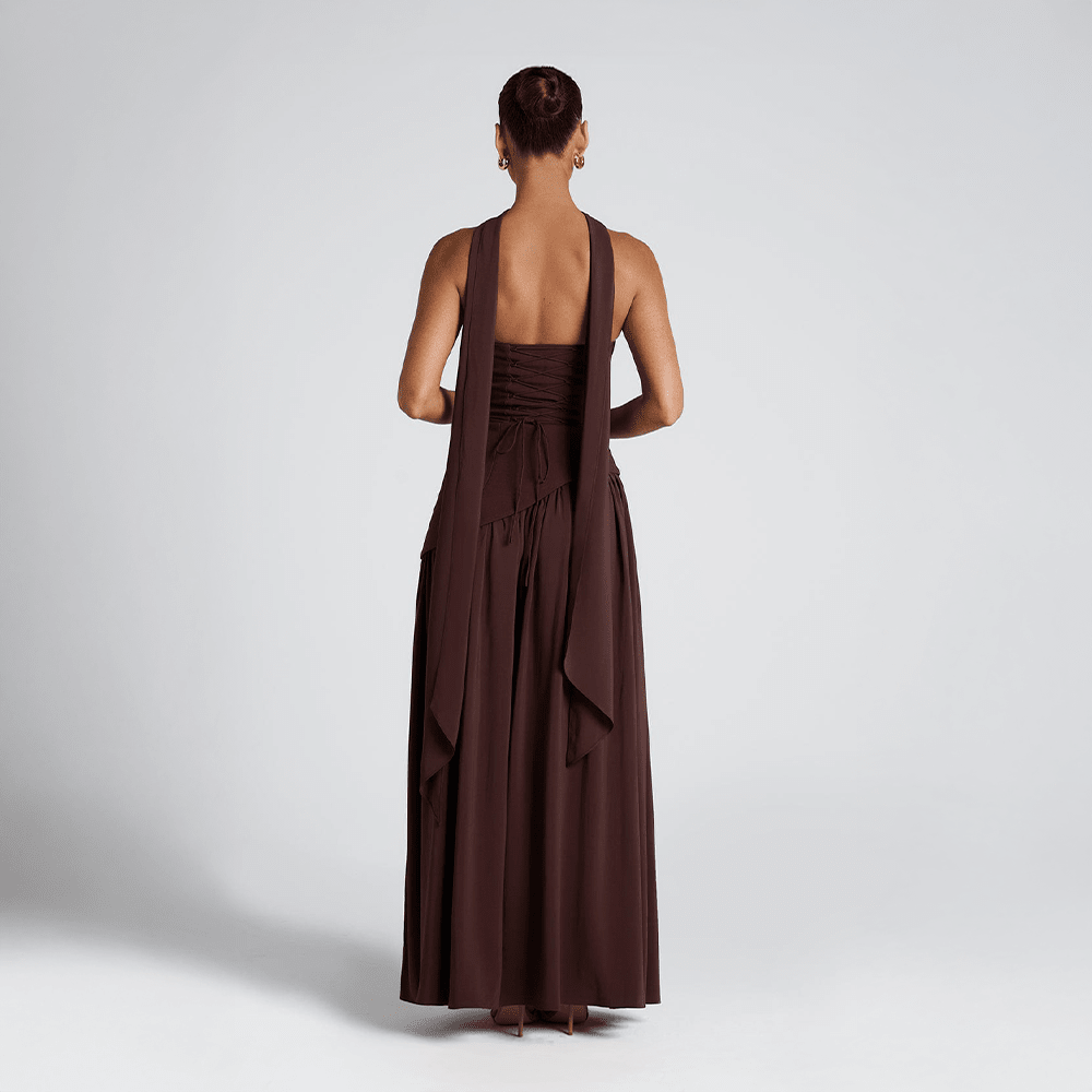 Seléne | Women's Long Dress – Strapless, Asymmetrical Cut & High Slit 6
