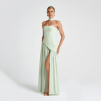 Seléne | Women's Long Dress – Strapless, Asymmetrical Cut & High Slit 8