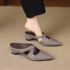 Selva Genuine Leather Cross-Strap Pointed Mules 0