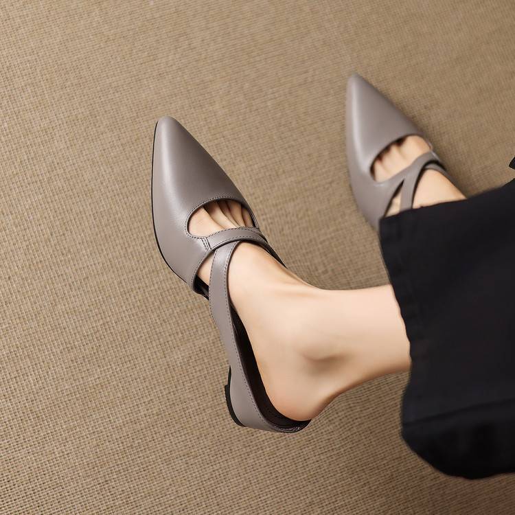 Selva Genuine Leather Cross-Strap Pointed Mules 3