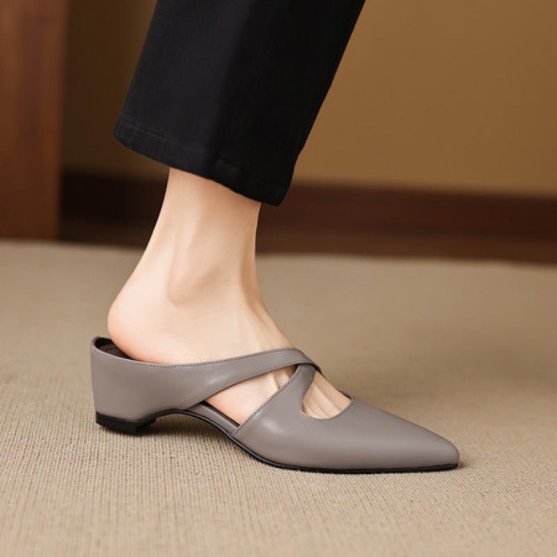 Selva Genuine Leather Cross-Strap Pointed Mules 4
