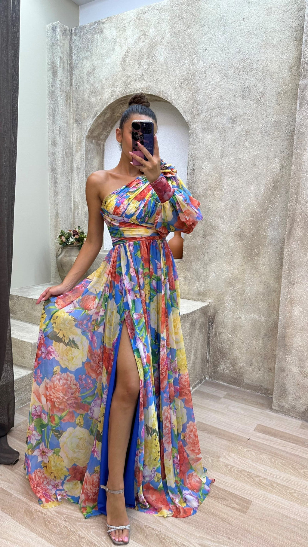 Selana | Elegant Flowy Shoulder Dress for Summer Events