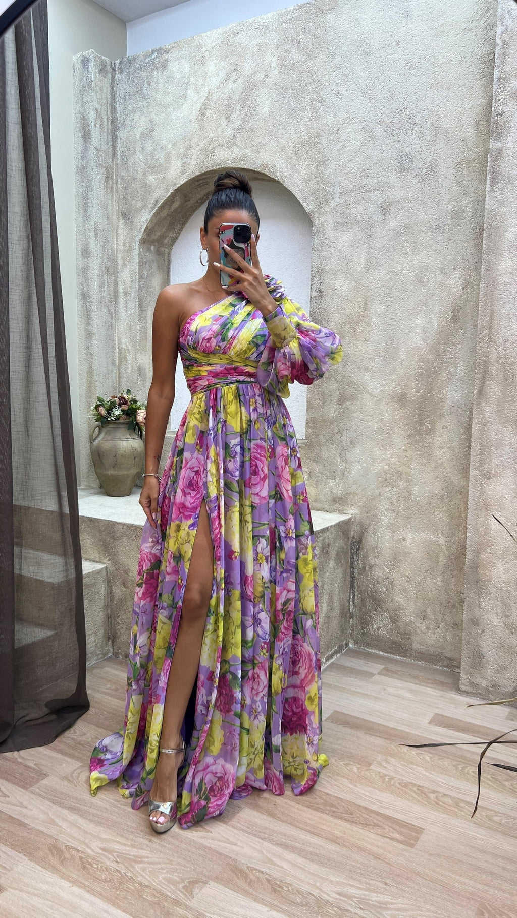 Selana | Elegant Flowy Shoulder Dress for Summer Events