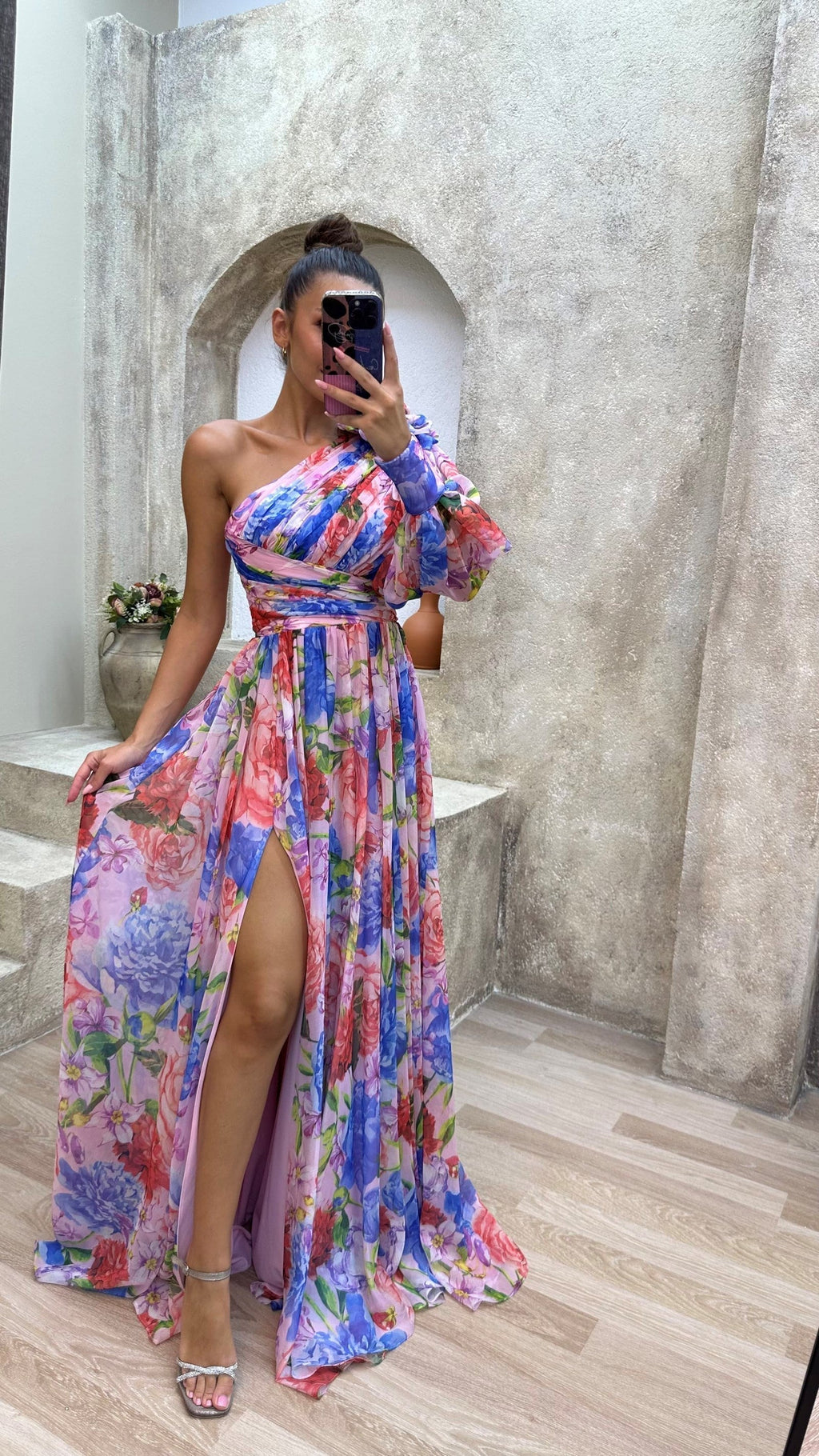 Selana | Elegant Flowy Shoulder Dress for Summer Events