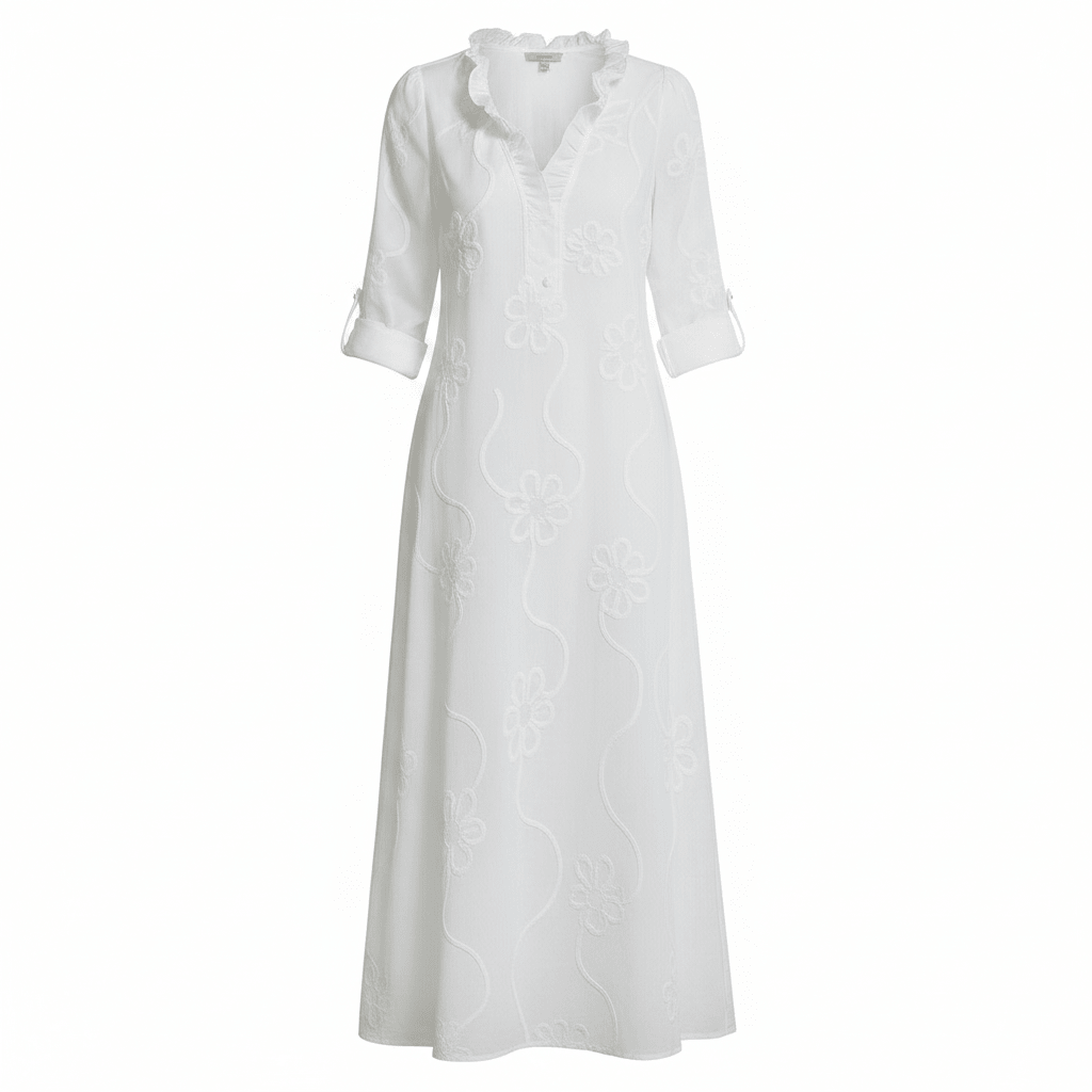 Sephira | Women's Retro Shift Dress - Ruffle Collar & Sleek Fit 1